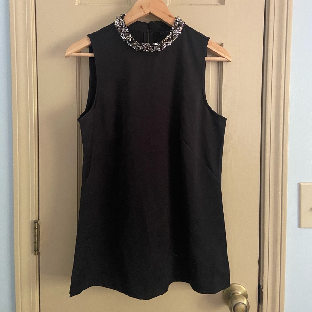 Ann Taylor Embellished Collar Sleeveless Blouse